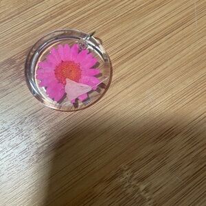 Pink Flower Resin Pendant